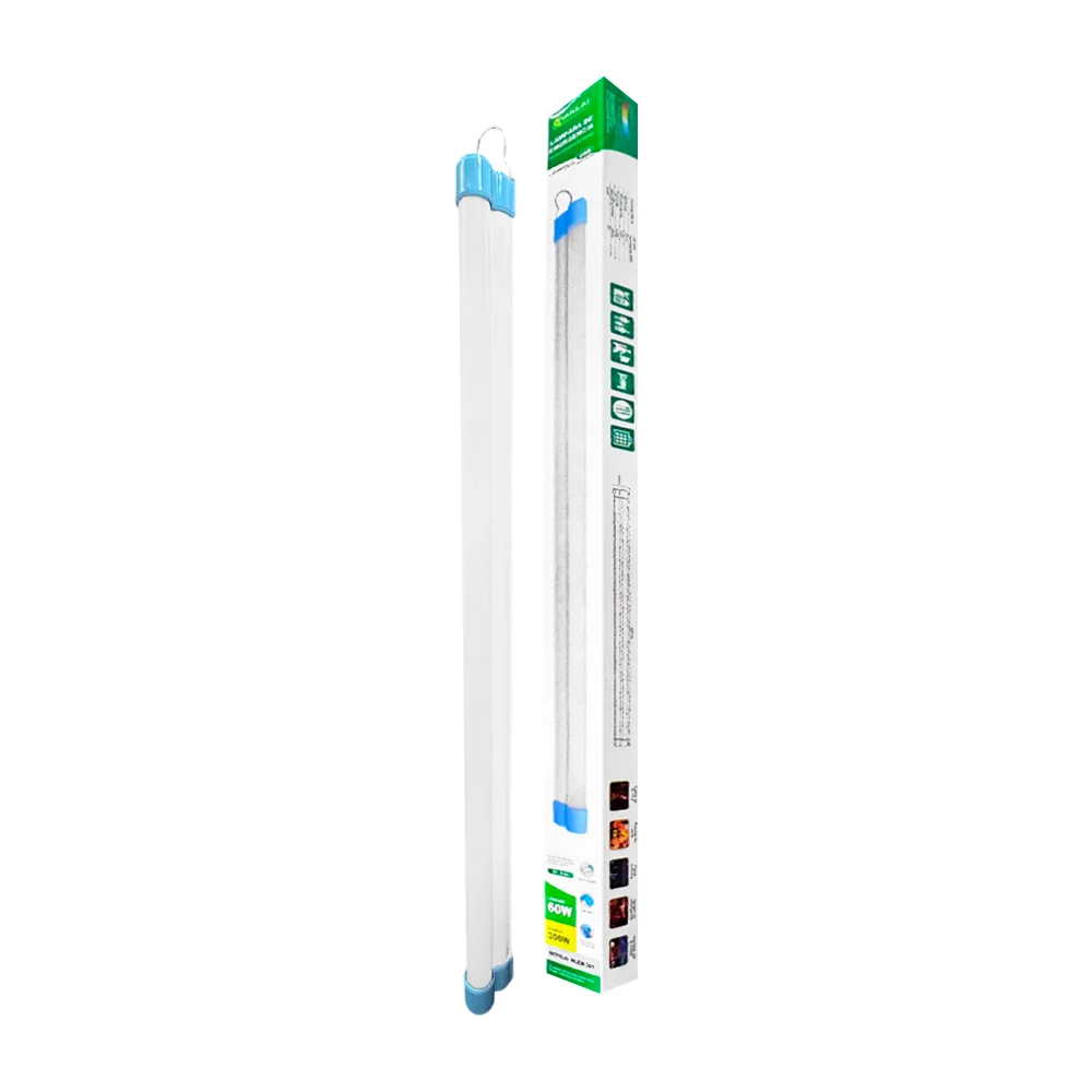 Lámpara emergencia led 60w recargable, 3 modos, imán y gancho, 525mm / em23w60