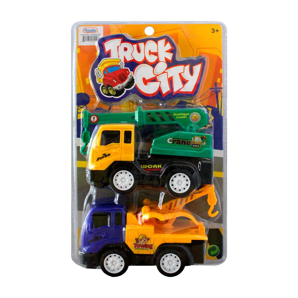 Blíster de dos mini camiones de plástico infantiles, modelos varios / truck city
