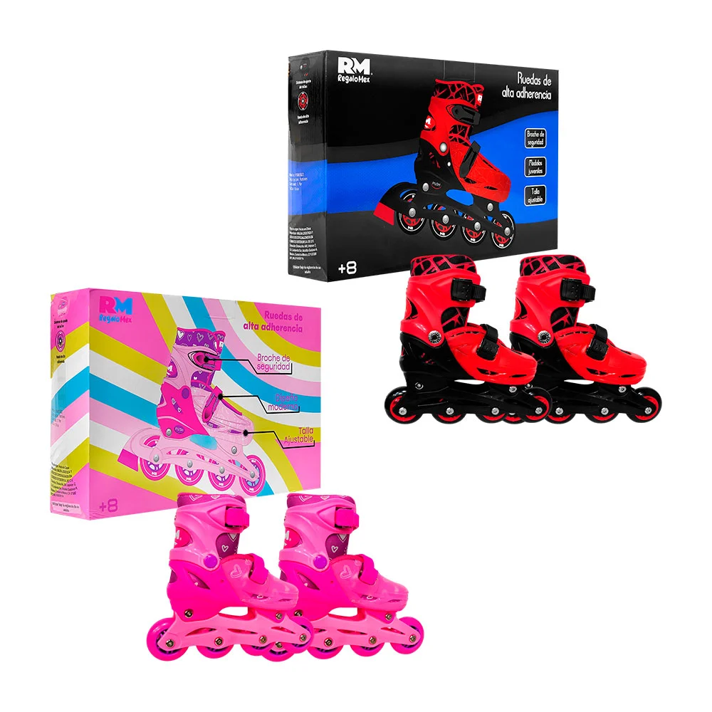 Par de patines infantiles, en línea, con diseño estampado decorativo