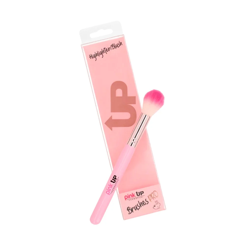 Brocha pink up de cerdas suaves para difuminar iluminador y rubor / pk13