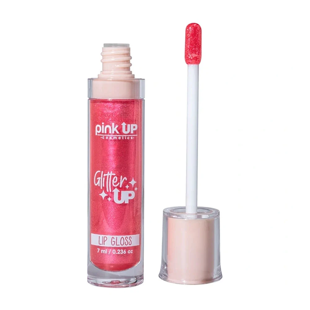Lip gloss / brillo labial con glitter pink up en tono pink light, 7ml / pkgu04