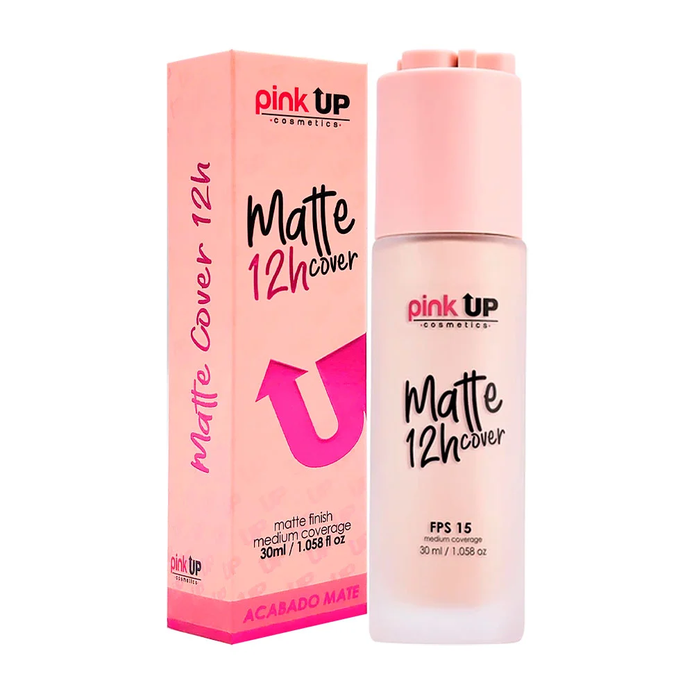 Base pink up con cobertura media terminación matte en tono light, 30ml