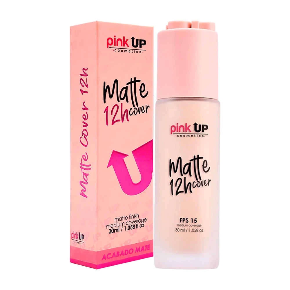 Base pink up con cobertura media terminación matte en tono warm beige, 30ml