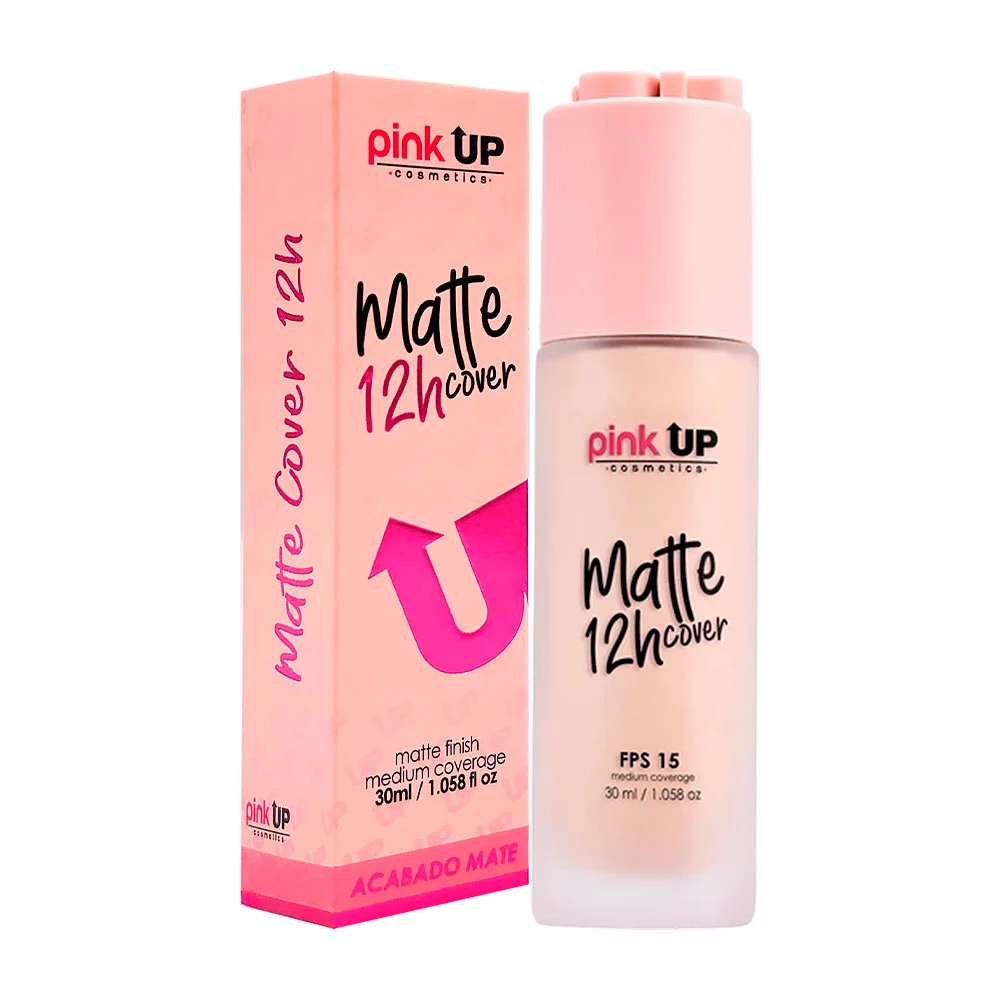 Base pink up con cobertura media terminación matte en tono natural beige 30ml