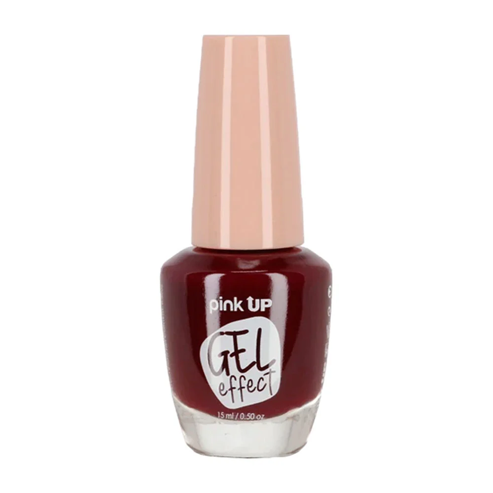 1pza Esmalte con efecto gel pink up para uñas en tono tinto, 15ml / pkn35