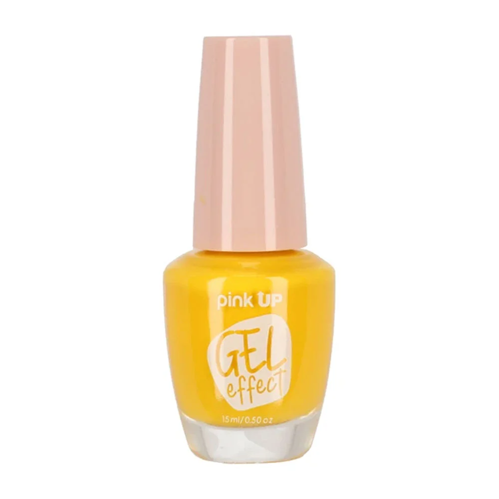 1pza Esmalte con efecto gel pink up para uñas en tono yellow, 15ml / pkn55