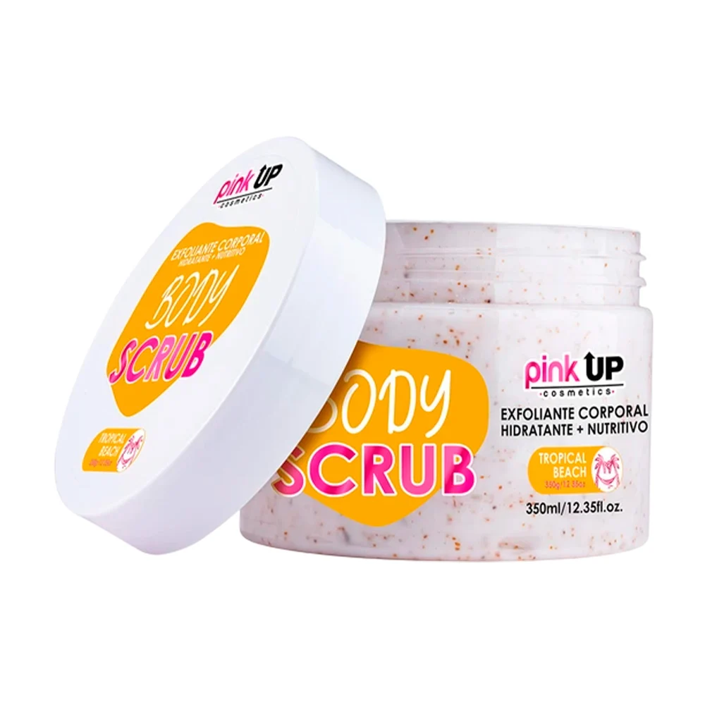 Exfoliante hidratante pink up body scrub, con fragancia tropial beach, 350g