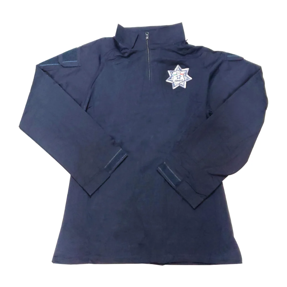 Playera tactica tipo polo de manga corta o larga con escudo de policia federal / 3912