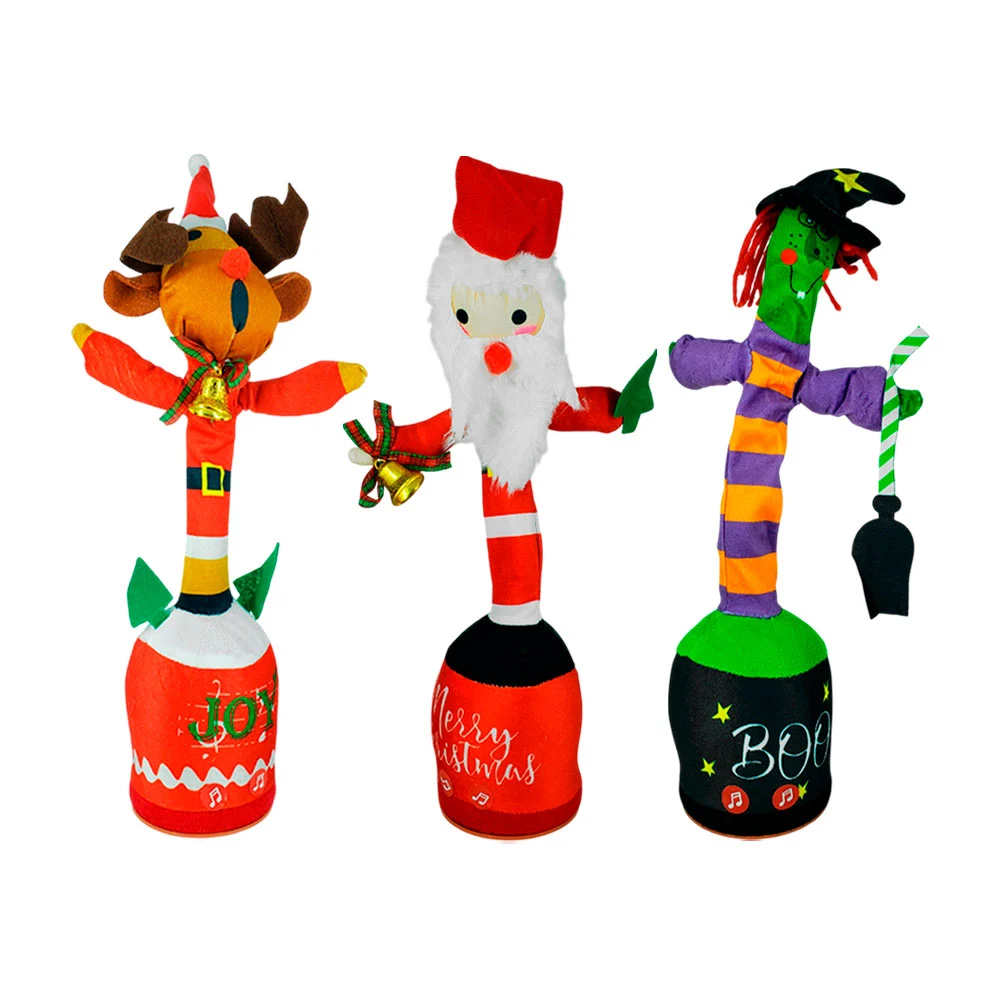 Adorno navideño bailarín con luz y sonido en forma de reno, santa, bruja / q-927