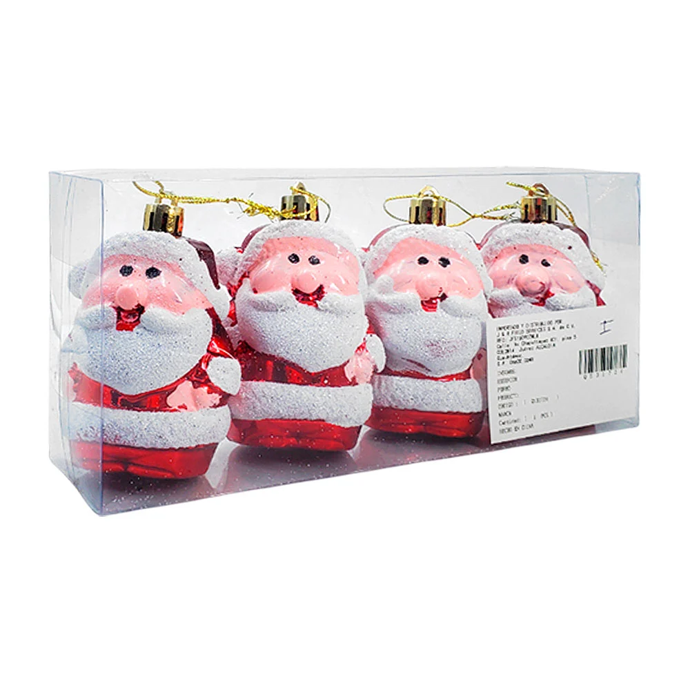 Paquete con 4 adornos navideños en forma de santa claus colgante, 10cm / qsd1724