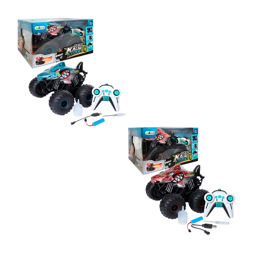 1pza Coche de control remoto en forma y estampado de tiburón, funciones varias