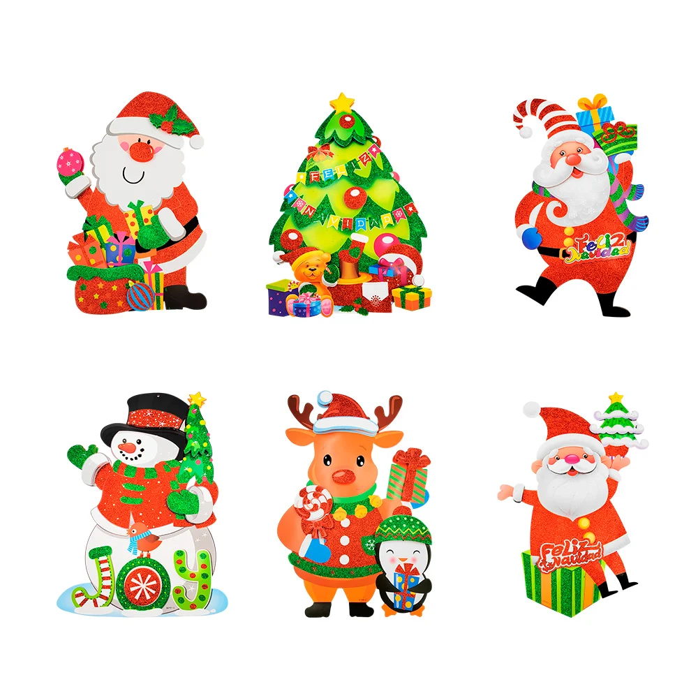 Adorno decorativo navideño, efecto 3d y brillantina, variedad de diseños