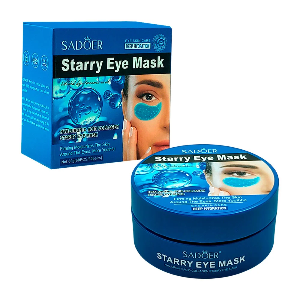 30 pares de mascarillas sadoer para ojos con ácido hialurónico y colágeno