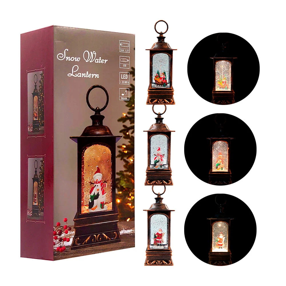 Adorno musical decorativo navideño en forma de lámpara con figura encapsulada