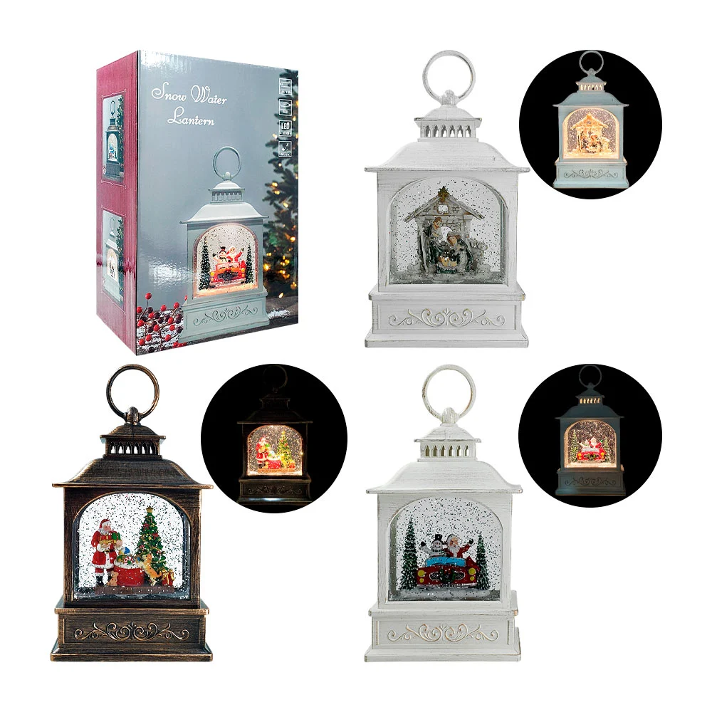 Adorno navideño decorativo vintage musical con figuras encapsuladas, variedad