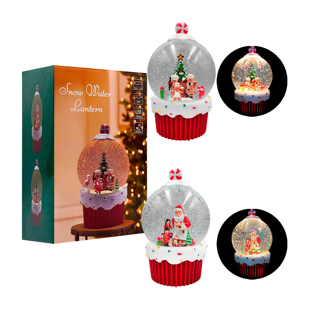 Adorno decorativo navideño con forma de esfera de nieve con figura encapsulada