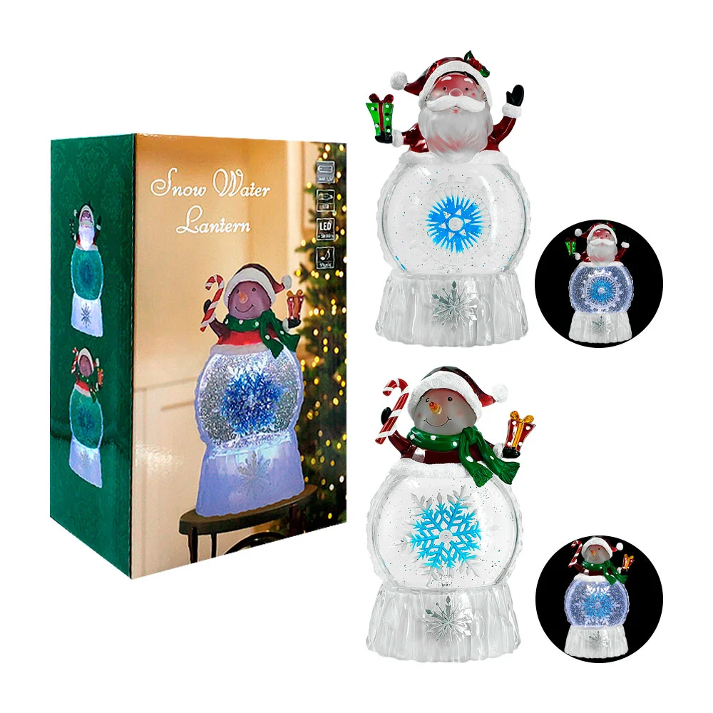 Adorno musical con copo de nieve giratorio y decoración de santa o muñeco