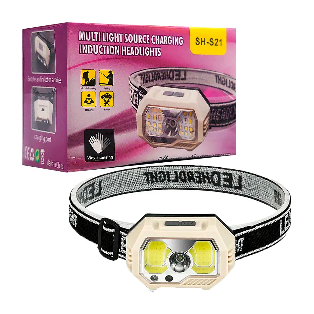 Lámpara tipo minero led con banda elástica y modos de iluminación, usos varios