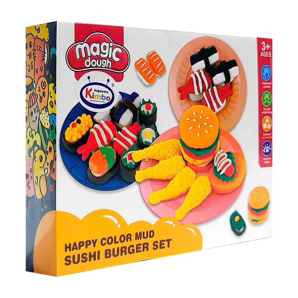 Set magic dough con temática de comida rápida con 5 masitas moldeables