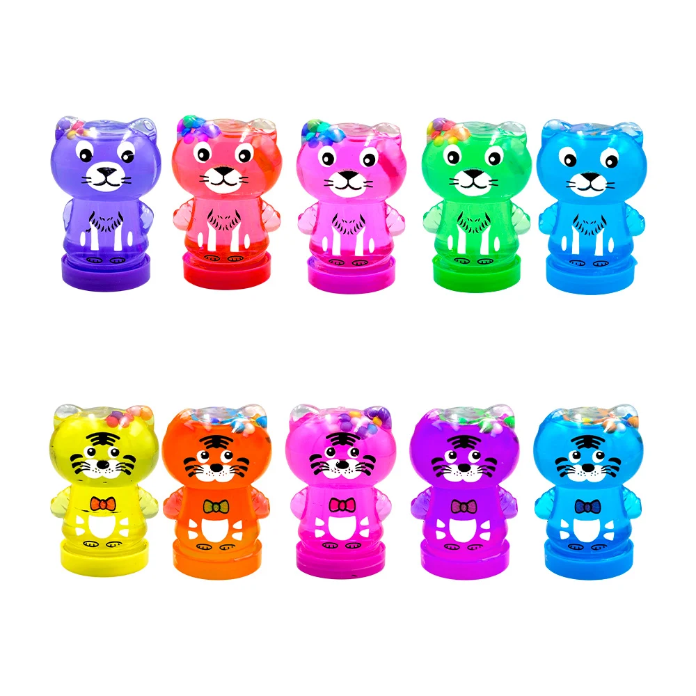 1pza Mini bote de slime con bolitas en forma de gatito, variedad de colores