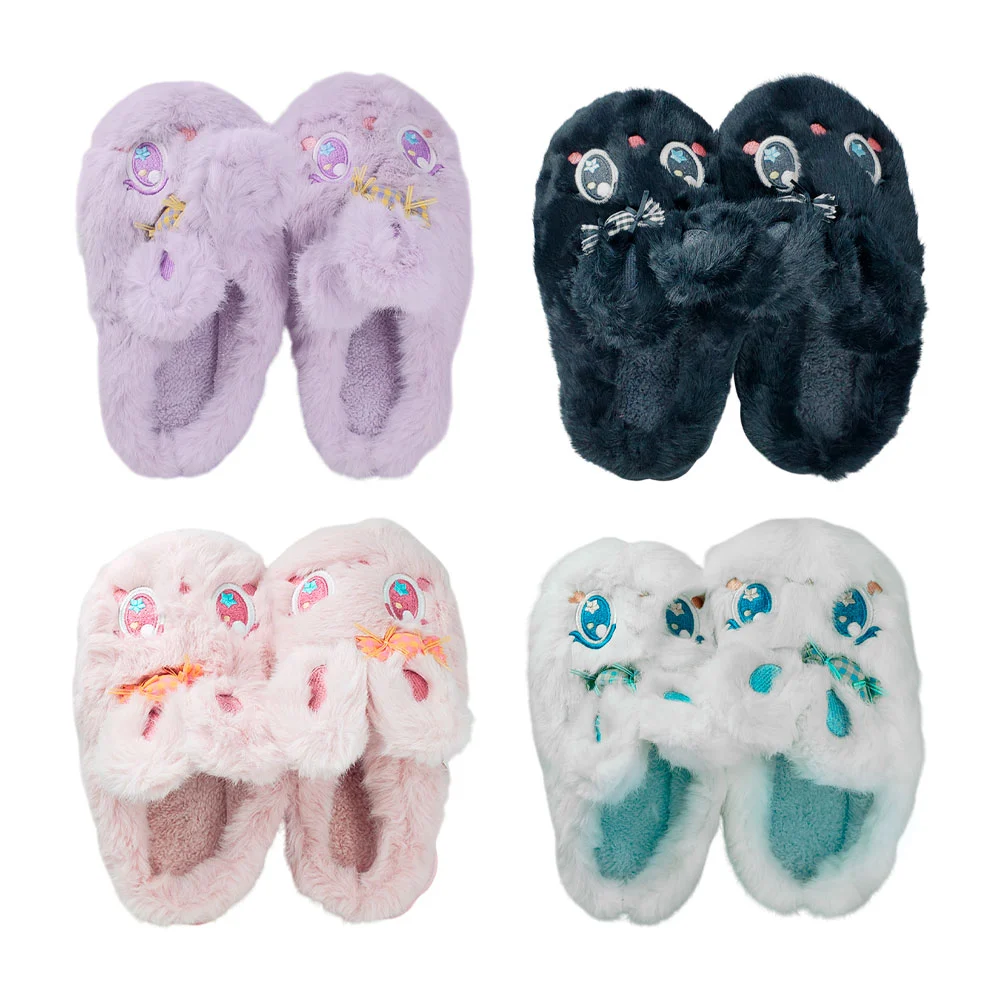 Pantuflas afelpadas con suela de goma, diseño de conejito, variedad / sjt-00205