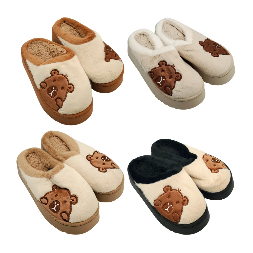 Pantuflas de suela alta con estampado de capibara, variedad de colores y tallas