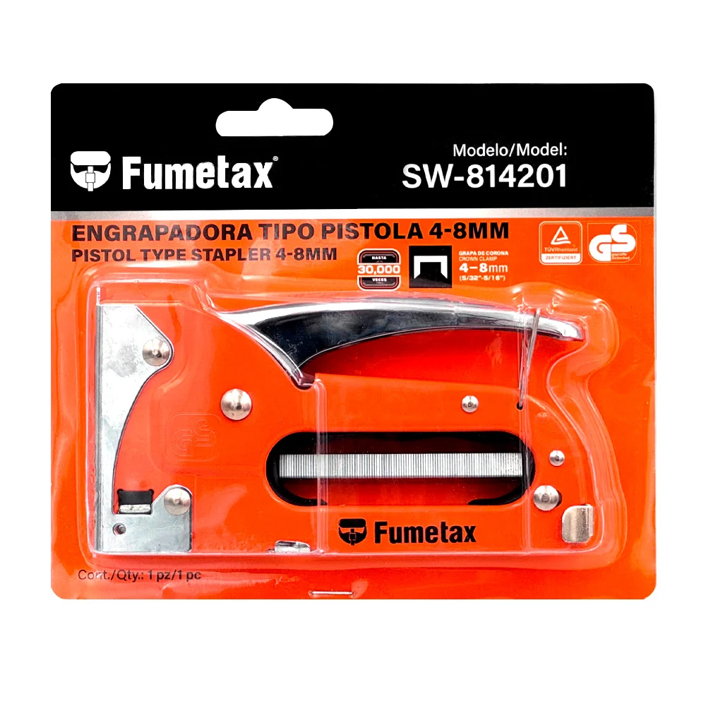 Engrapadora tipo pistola fumetax 3 en 1 con riel de acción rápida para quitar grapas / sw-814202