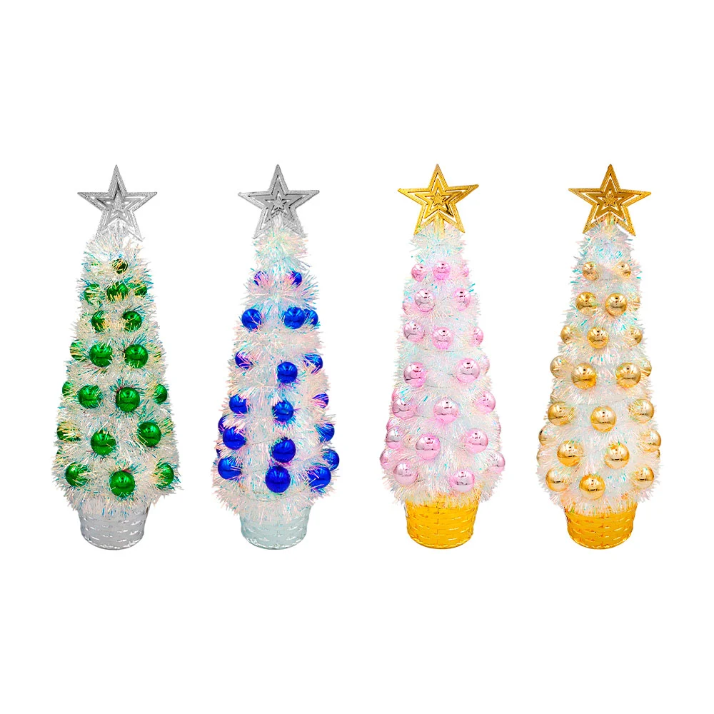 Adorno de arbol navideño con esferas para escritorio 50cm, variedad de colores