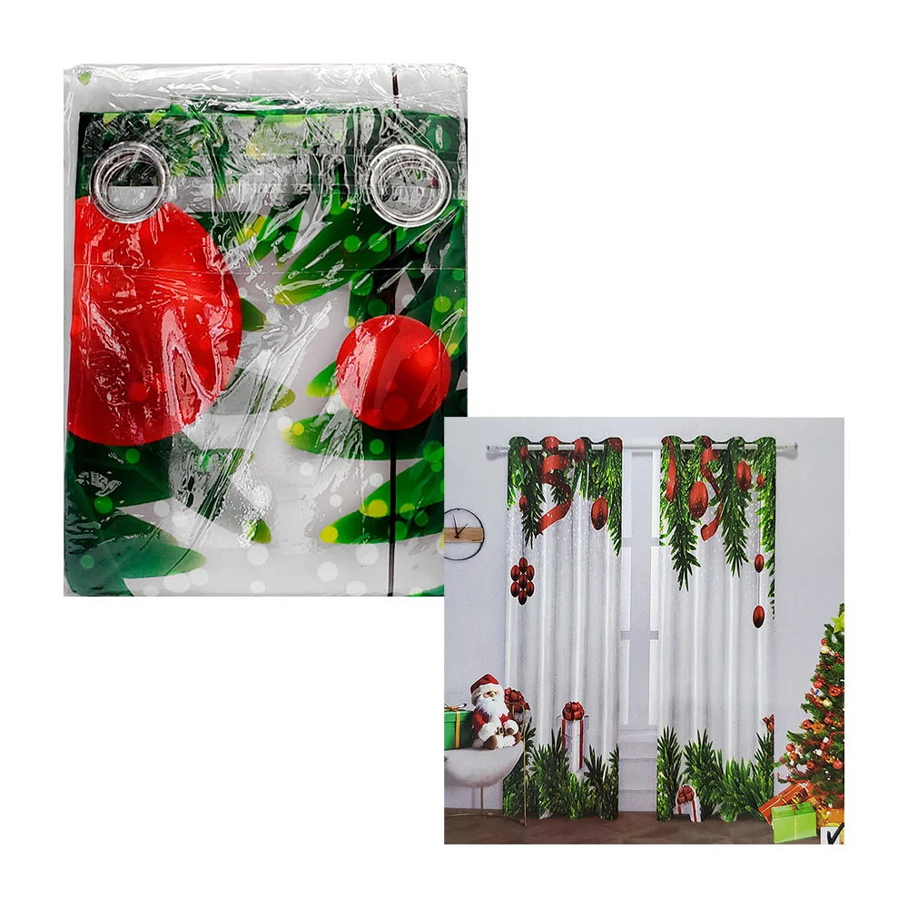 Paquete de dos cortinas decorativas con diseño estampado de personajes navideños