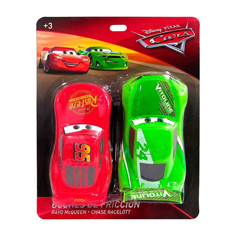 Blìster con 2 carros de fricción de los personajes de cars - rayo y chase