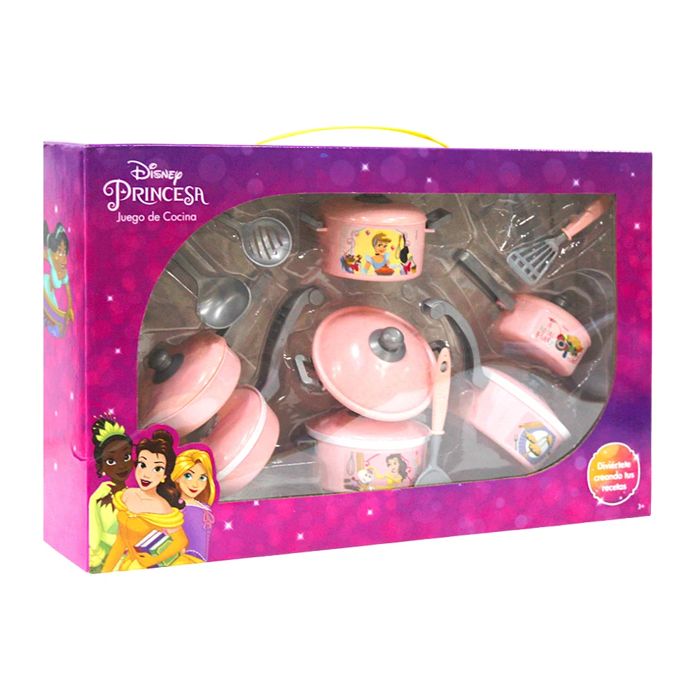 Set de mini ollas infantiles de plástico con estampado de princesas animadas
