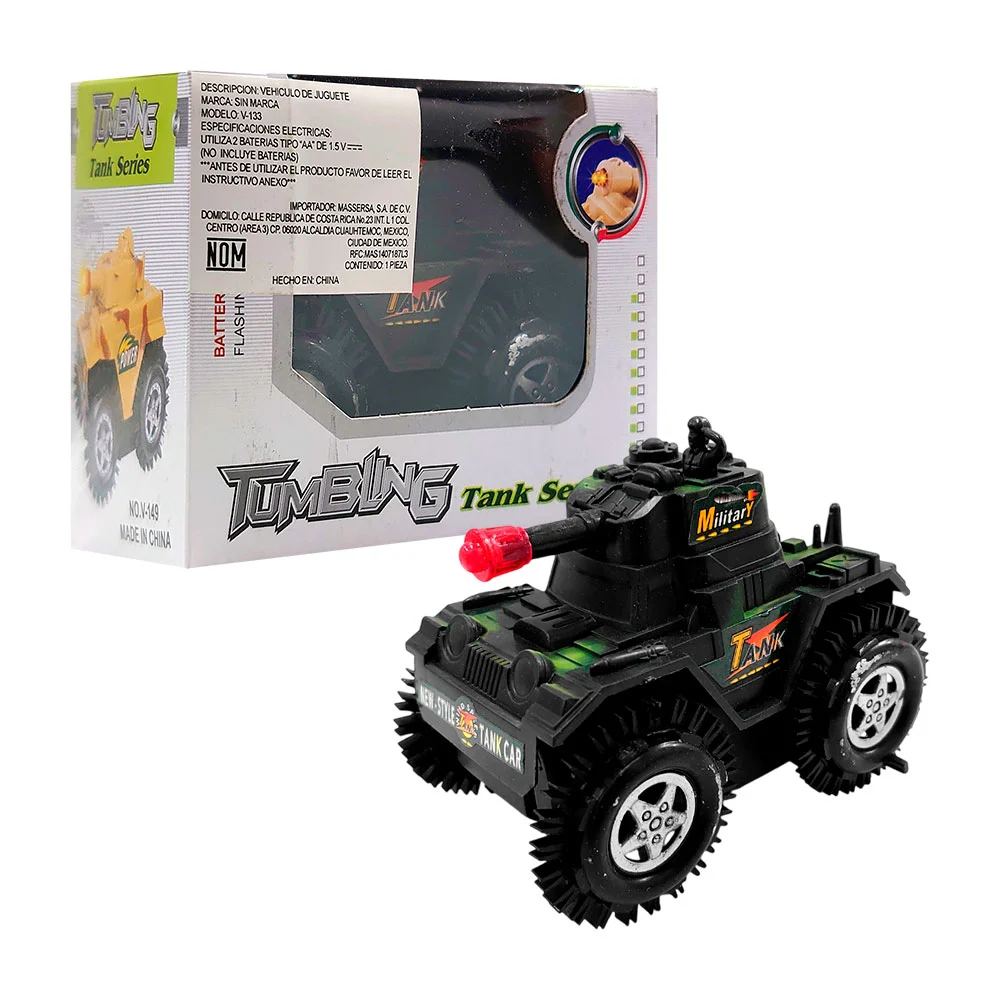 Tanque militar de juguete acrobático con ruedas de silicona y luces de colores / tumbling tank / v-133 / 150