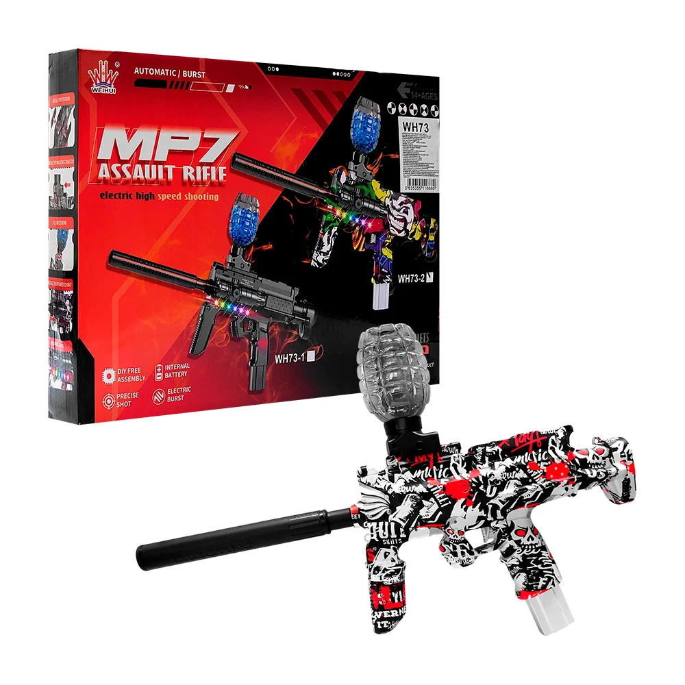 Pistola de juguete mp7, diseño de calaveras y letras, tanque para balas 7-8mm