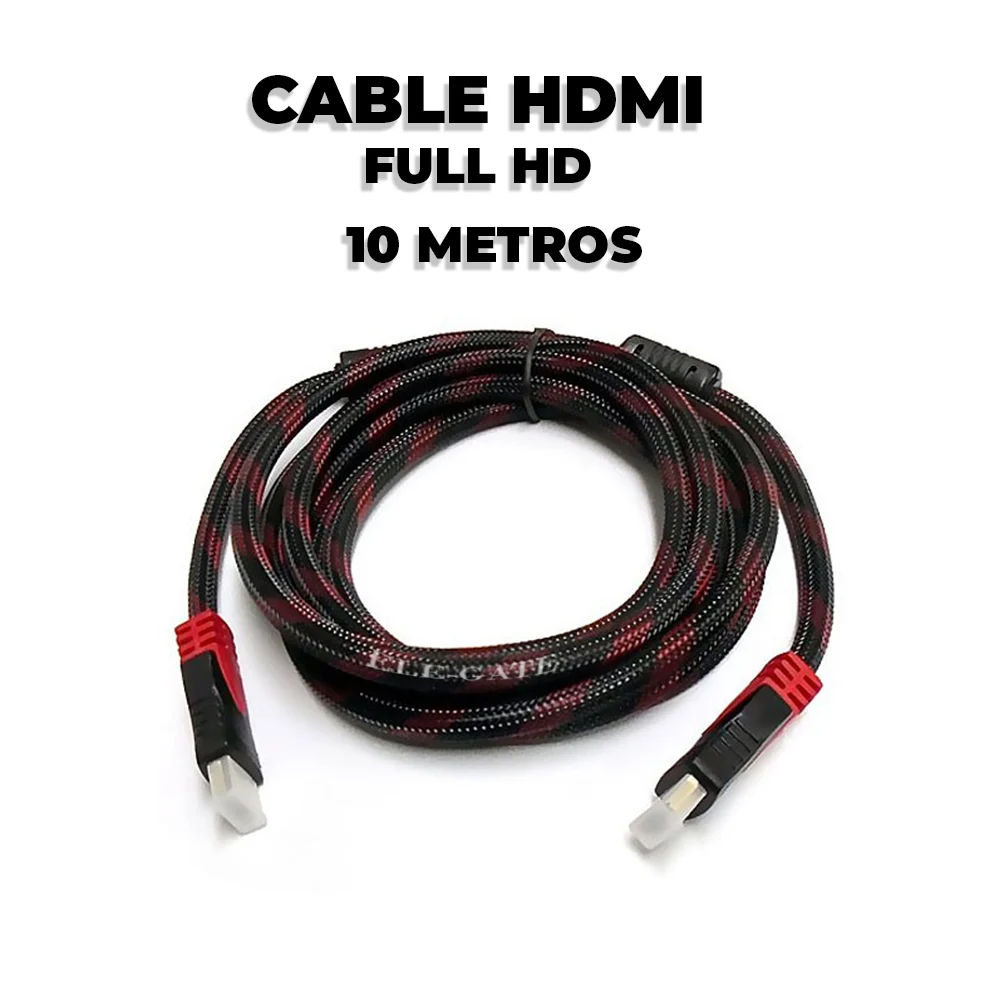 Cable hdmi mallado bicolor de 10m, para xbox, play, pc, laptop, variedad de usos / wi.02.10