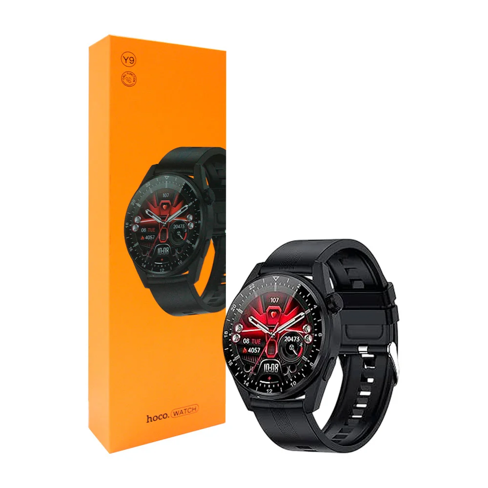 Smartwatch y9 redondo con correa de silicona y cargador inalámbrico