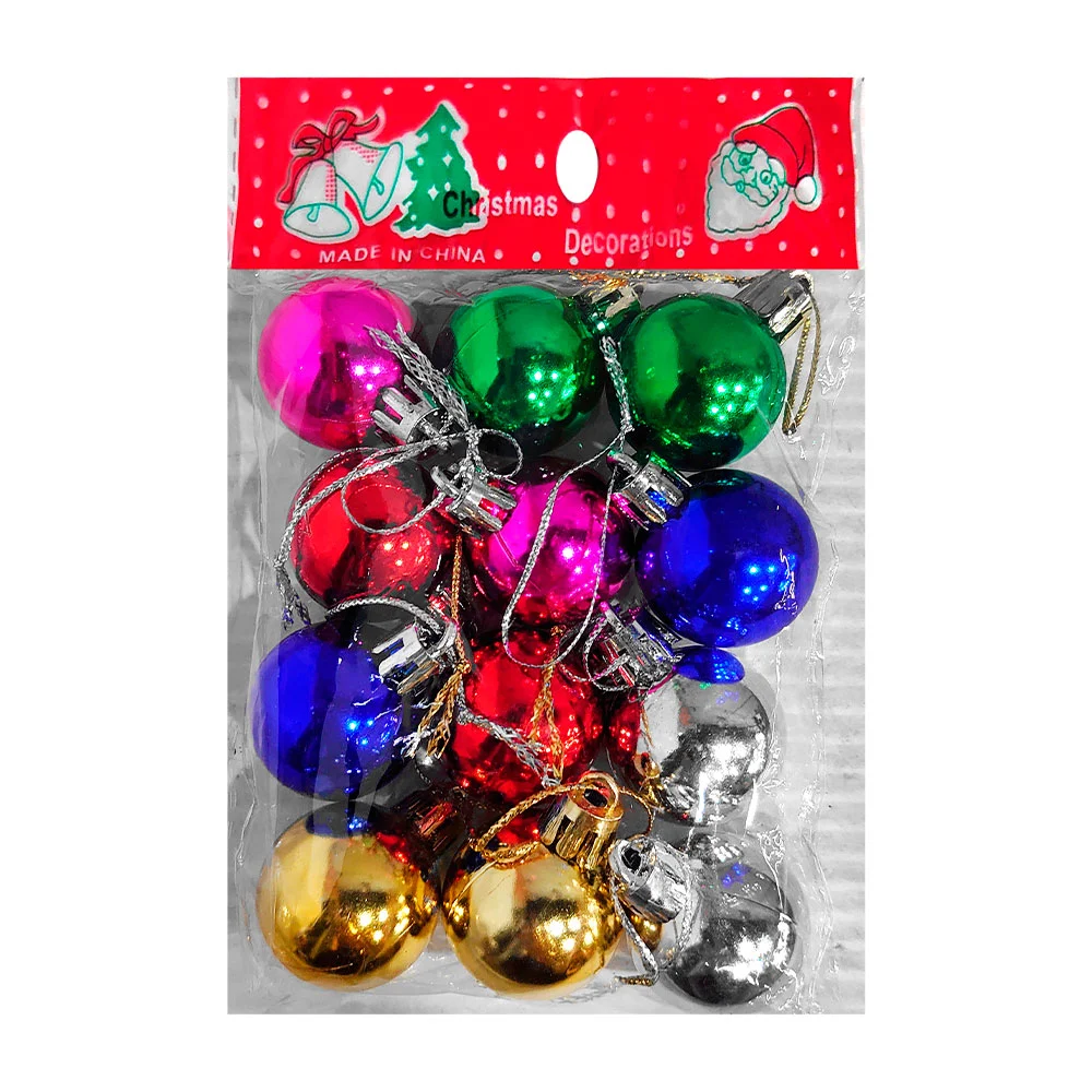 Paquete con 12 mini esferas navideñas de 3cm, variedad de colores / yc19561