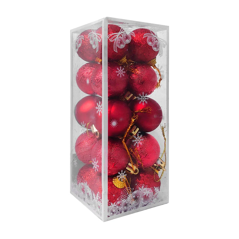 Caja con 20 mini esferas decorativas navideñas con diseños variados / yc031245