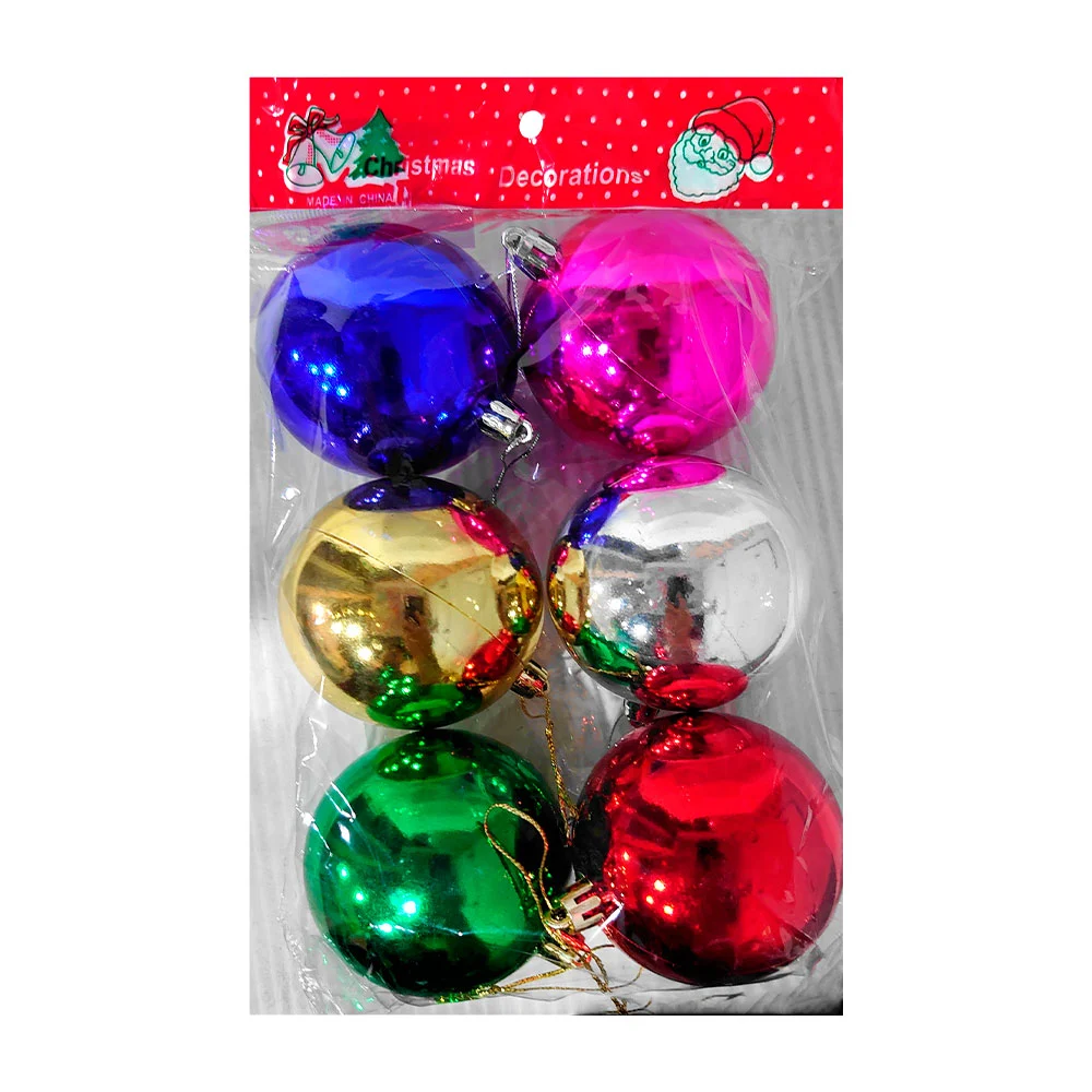 Paquete con 6 esferas decorativas navideñas en colores metálicos reflectantes