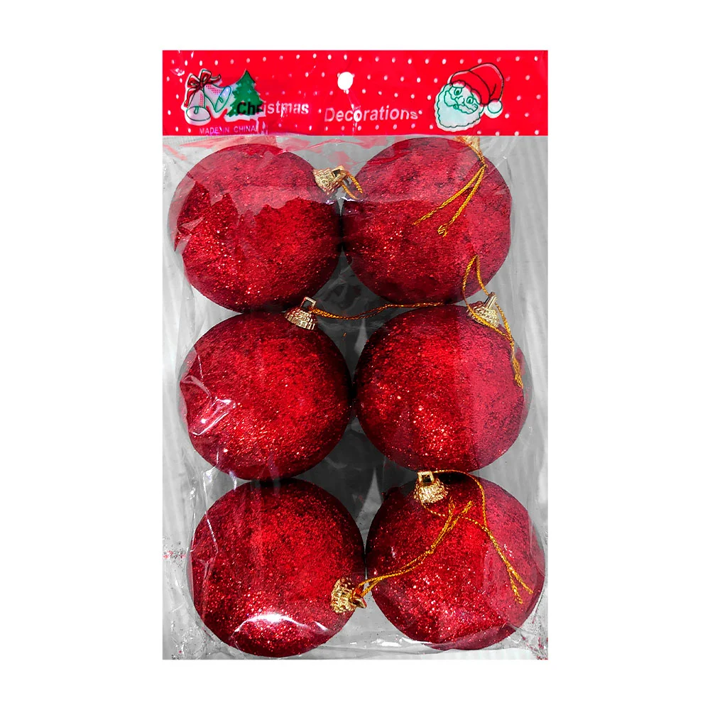 Paquete con 6 esferas decorativas navideñas con textura tipo diamantina