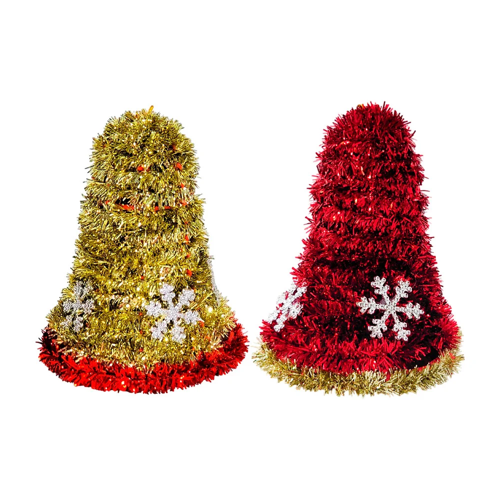 1pza Decoración colgante en forma de campana navideña con copos de nieve