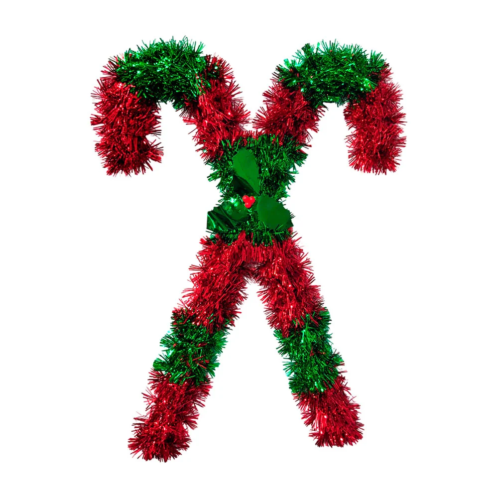 Adorno colgante navideño de escarcha con forma de bastones de caramelo, 37cm