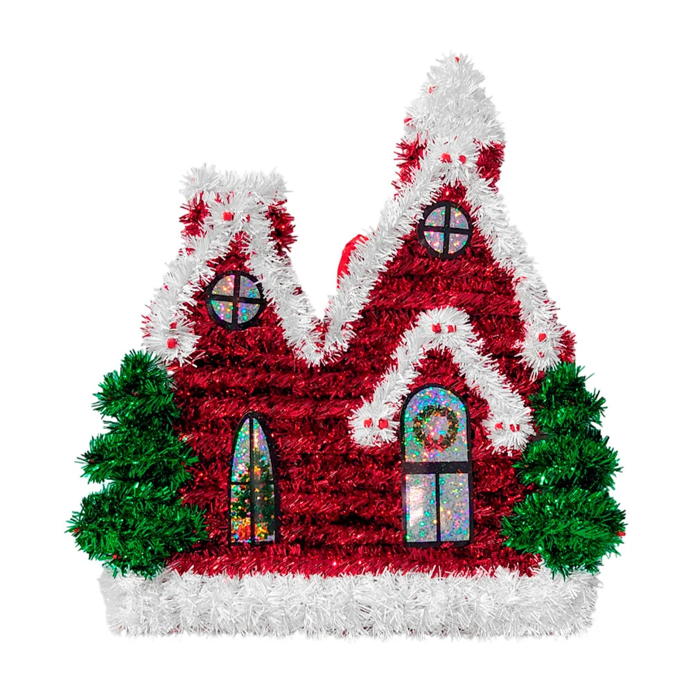 Adorno colgante navideño de escarcha con forma de casita, 28x27cm / yc031411
