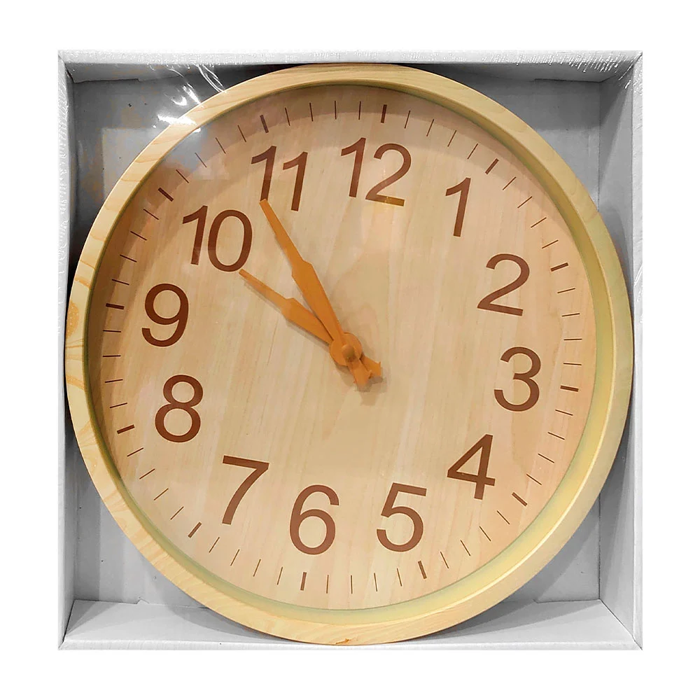 Reloj redondo con diseño tipo madera para la pared, 30cm / yc033815
