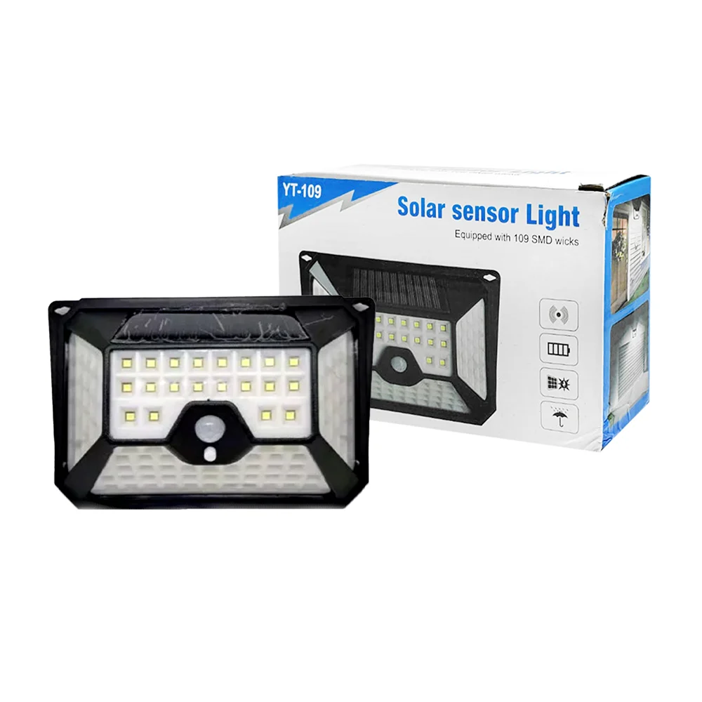 Lámpara led con panel solar de pared para exteriores + sensor de movimiento / yt-109