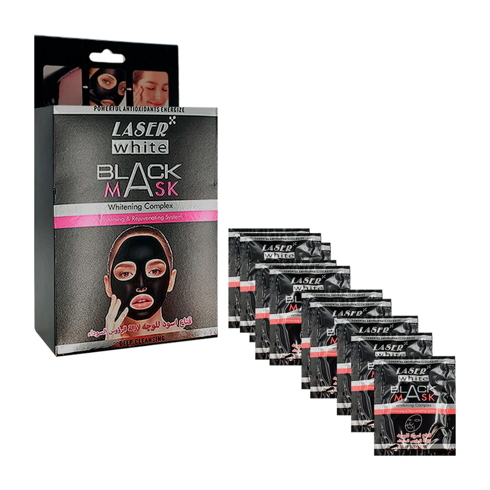 Caja con 10 mascarillas negras con carbon activado para eliminar puntos negros