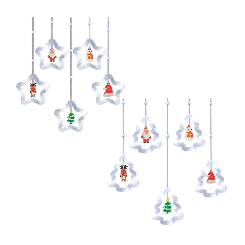 Serie guirnalda decorativa en forma de estrellas y árboles navideños led / zsd