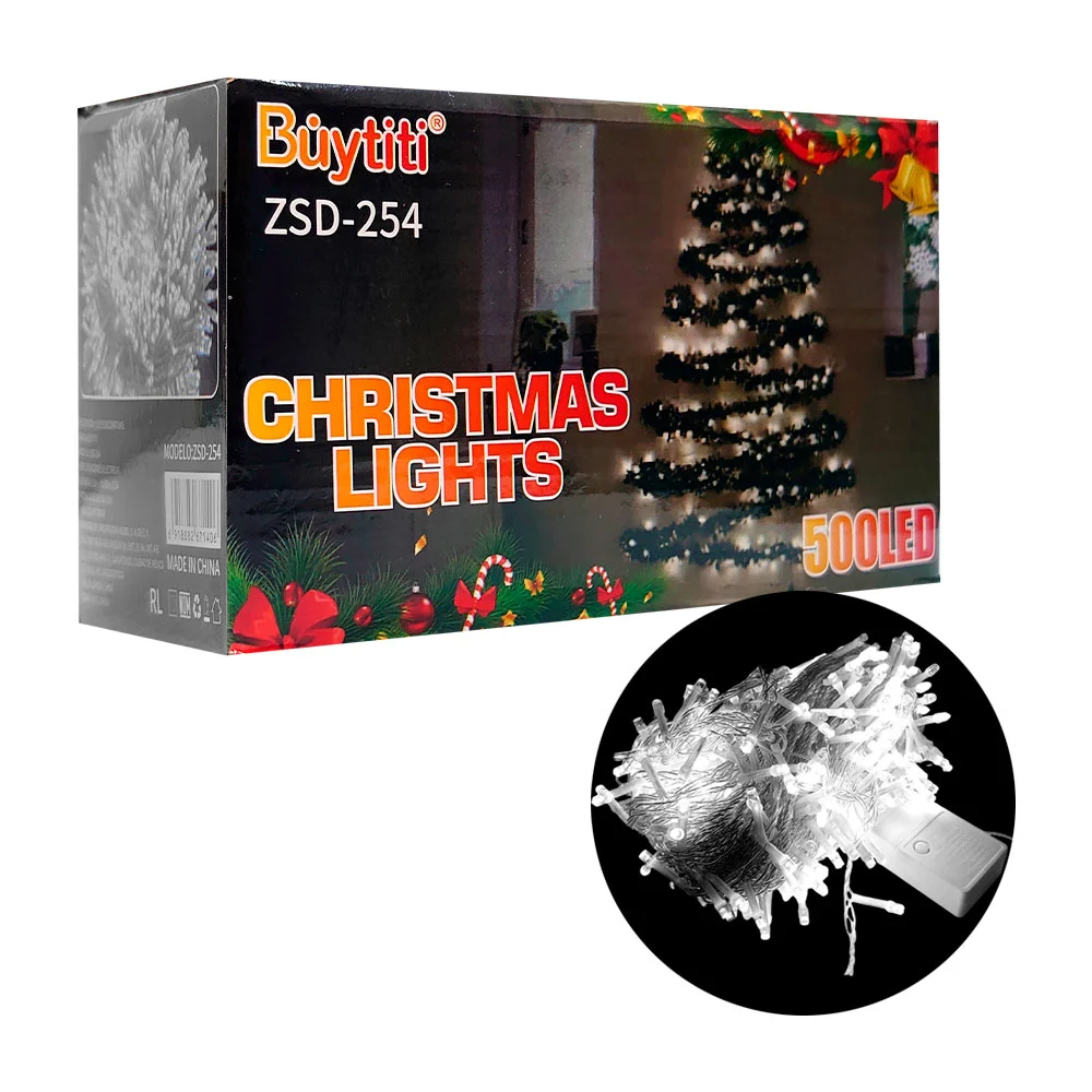 Serie navideña con 500leds en tono blanco con cable transparente / zsd-254
