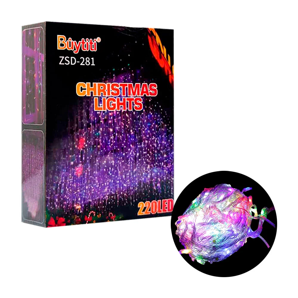 Serie de luces navideñas multicolor, 220led forma de cascada cable transparente