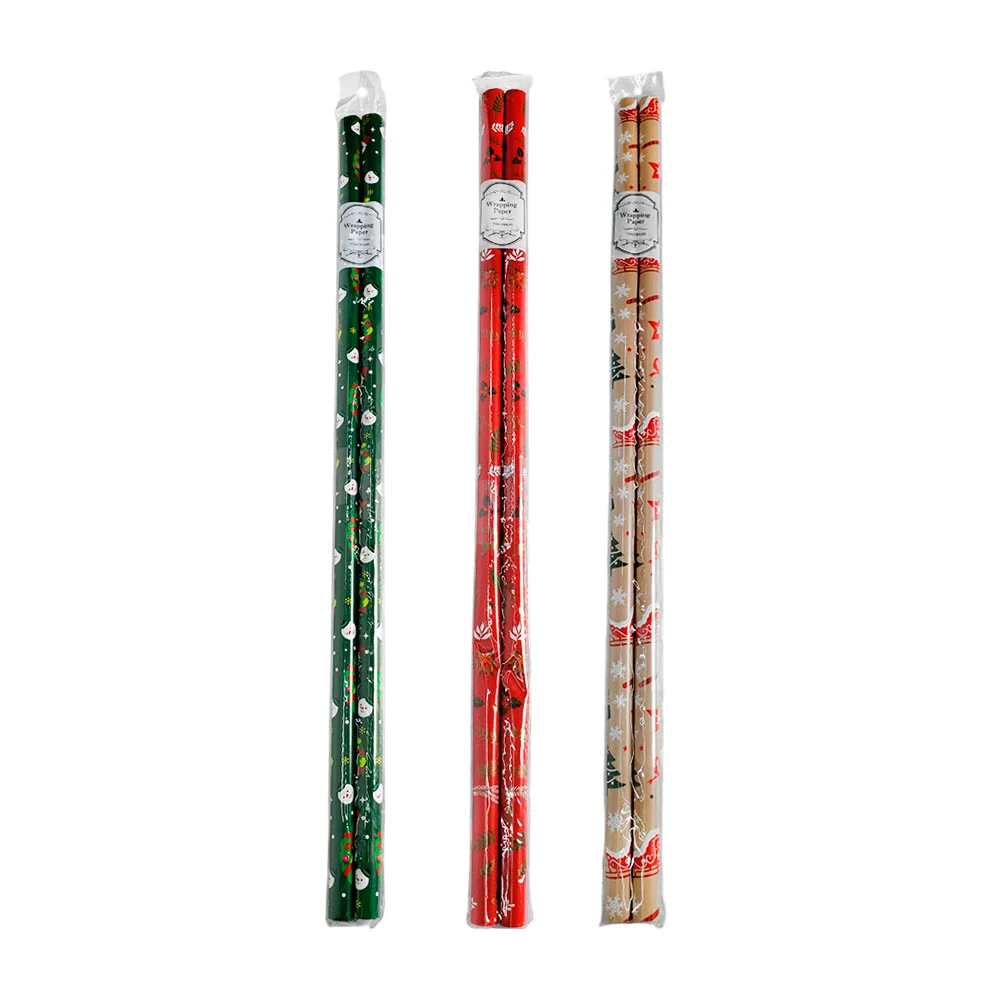 Paquete con 2 rollos, papel para envolver regalo con temática navideña, surtido