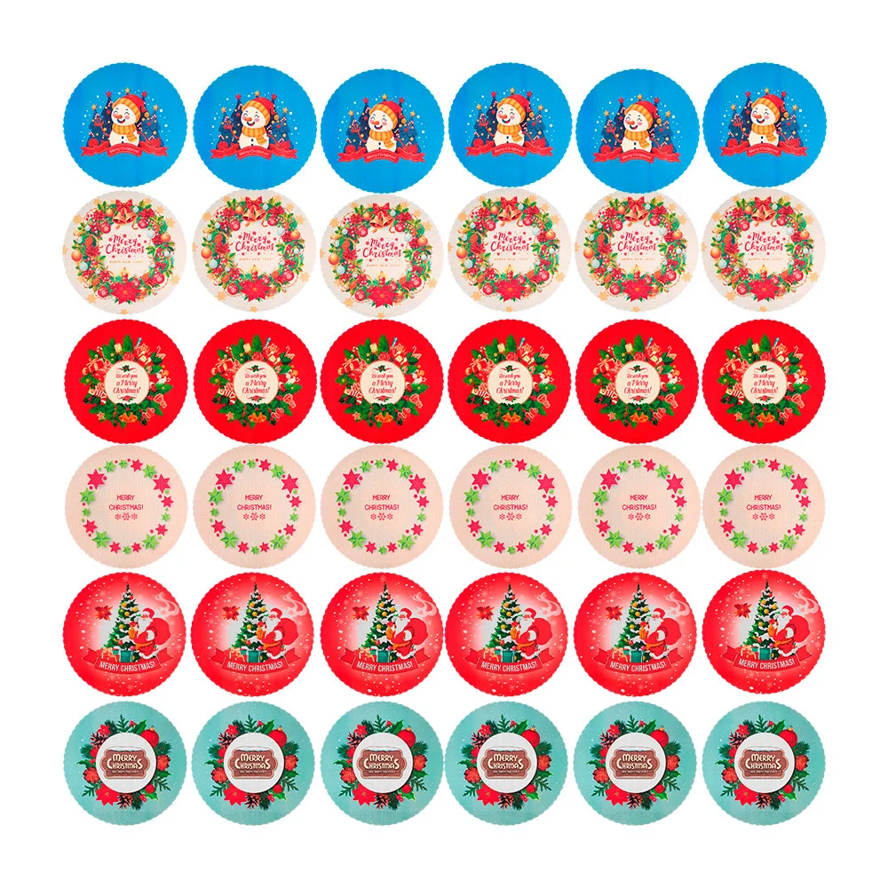 Paquete de 6 manteles redondos con estampado decorativo navideño, modelos varios